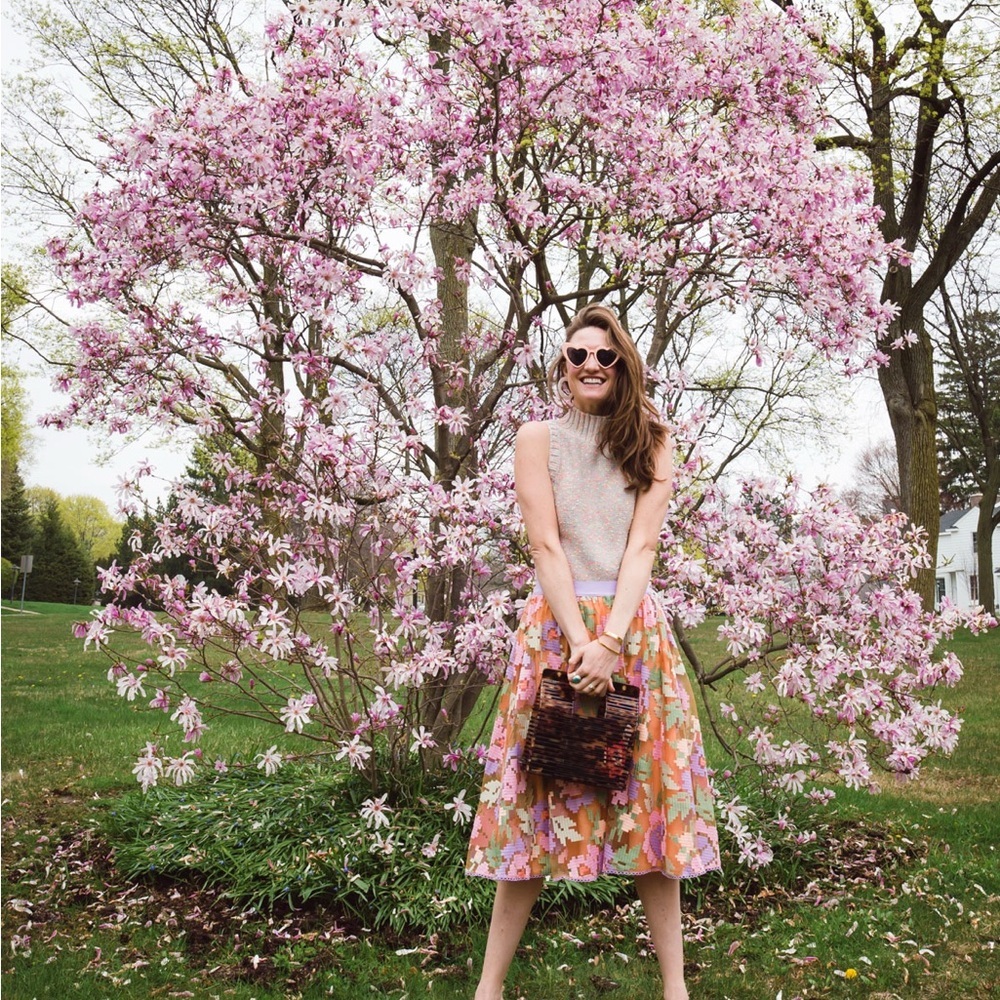 Anthropologie Maeve Pixilated Tulle Midi Skirt. NWT Sz M
